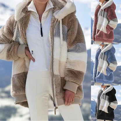 🔥BUY 2 FREE SHIPPING🔥Coat Warm Hooded Zip Up Fuzzy Winter Jacket with Pockets