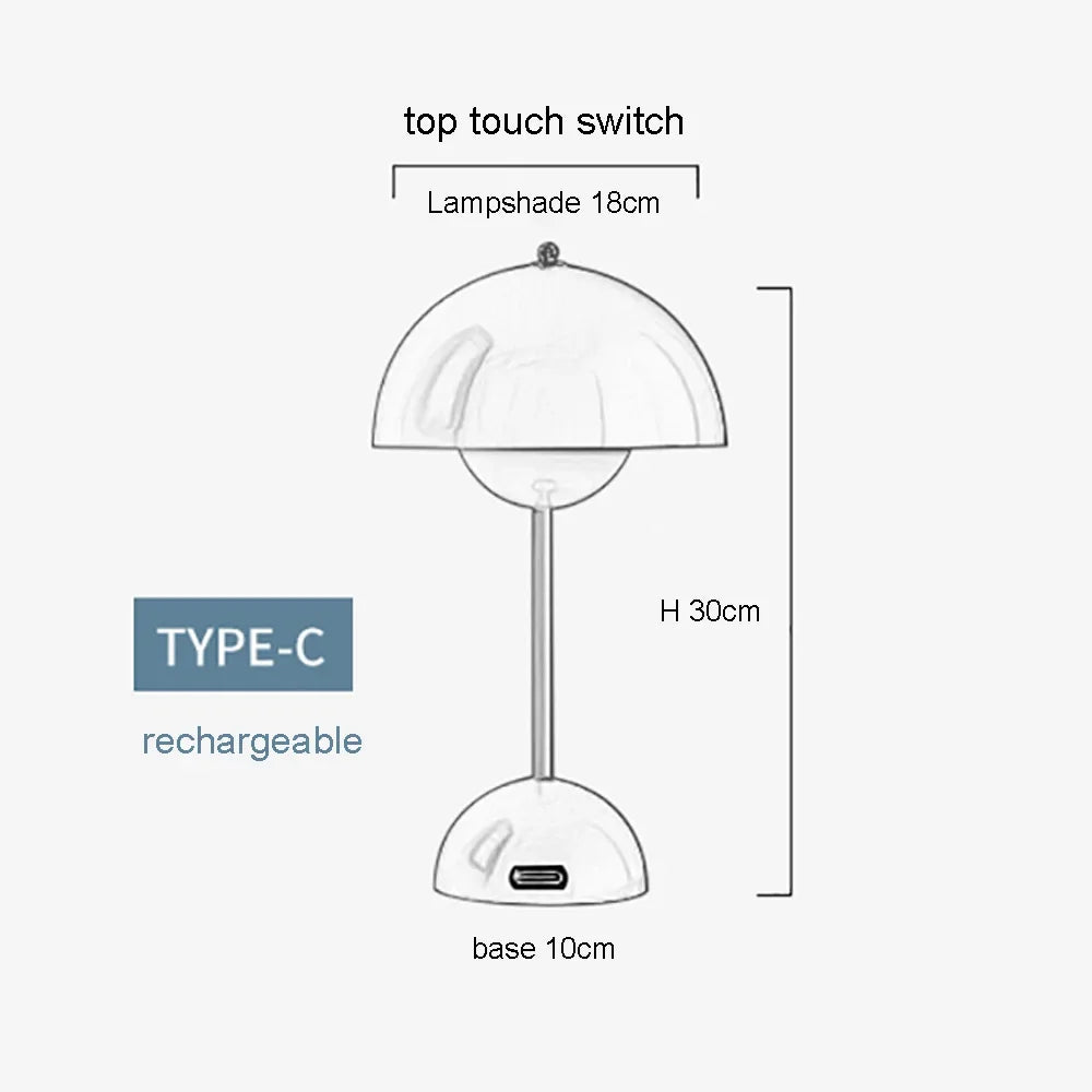 LED Tischlampe aus Legierung im Pilzdesign
