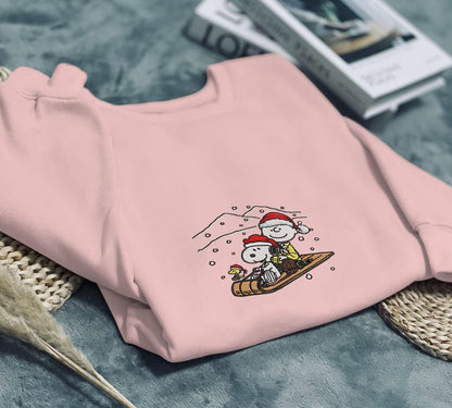 Snoopy Christmas Embroidered Sweatshirt Family Christmas Sweaters Unique Xmas Gift Cozy Seasonal Clothing Cute Snoopy Embroidery Shirt