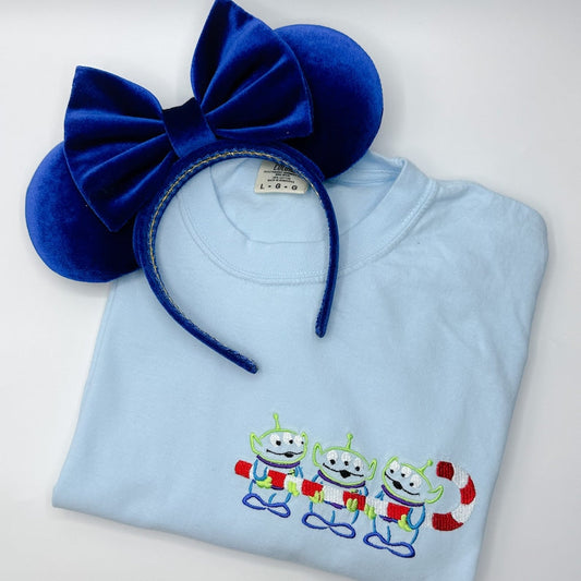 Aliens Candy Cane Embroidered Shirt