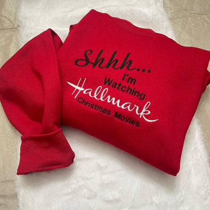 Hallmark Christmas Movies Embroidered Sweatshirt, Y2K Style Embroidered Crewneck, Christmas gifts - womens clothes - gifts for her - vintage