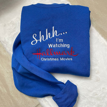 Hallmark Christmas Movies Embroidered Sweatshirt, Y2K Style Embroidered Crewneck, Christmas gifts - womens clothes - gifts for her - vintage