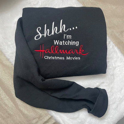 Hallmark Christmas Movies Embroidered Sweatshirt, Y2K Style Embroidered Crewneck, Christmas gifts - womens clothes - gifts for her - vintage