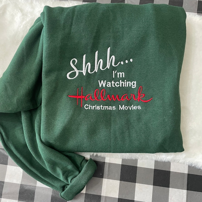 Hallmark Christmas Movies Embroidered Sweatshirt, Y2K Style Embroidered Crewneck, Christmas gifts - womens clothes - gifts for her - vintage