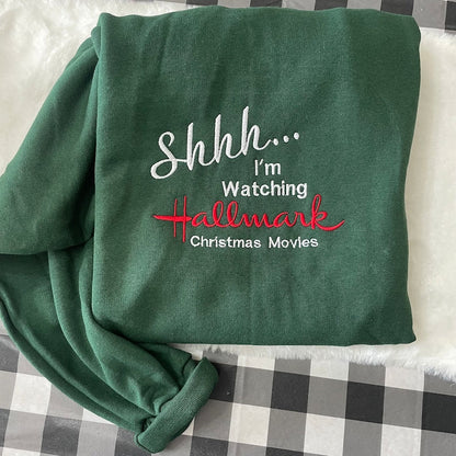 Hallmark Christmas Movies Embroidered Sweatshirt, Y2K Style Embroidered Crewneck, Christmas gifts - womens clothes - gifts for her - vintage
