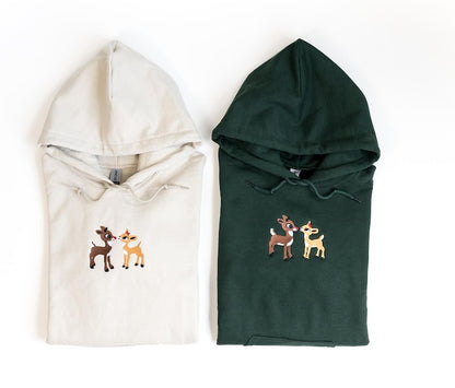 Christmas Embroidered Sweatshirt. Rudolph The Red Nose Reindeer Embroidered Hoodie, Fall Embroidered Hoodie. Christmas Hoodie.