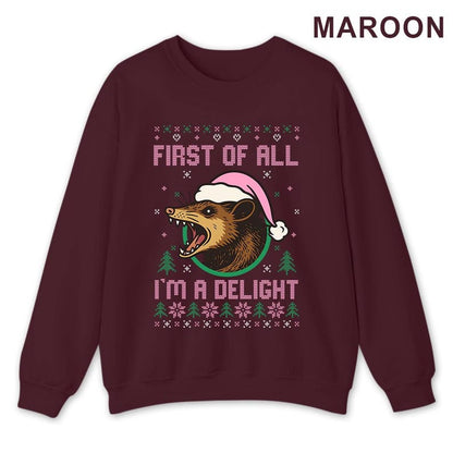 Funny Opossum Christmas Sweatshirt: Delight Santa Holiday Party Outfit