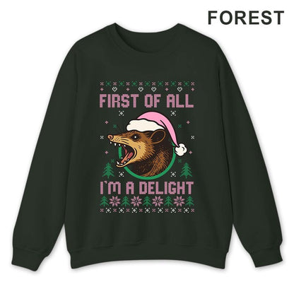 Funny Opossum Christmas Sweatshirt: Delight Santa Holiday Party Outfit