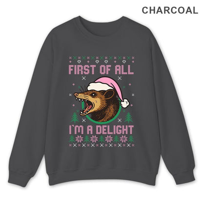 Funny Opossum Christmas Sweatshirt: Delight Santa Holiday Party Outfit