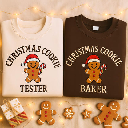 Embroidered Christmas Cookie Baker Sweatshirt, Christmas Cookie Tester Sweatshirt, Christmas Crewneck Sweatshirt, Custom Xmas Gift