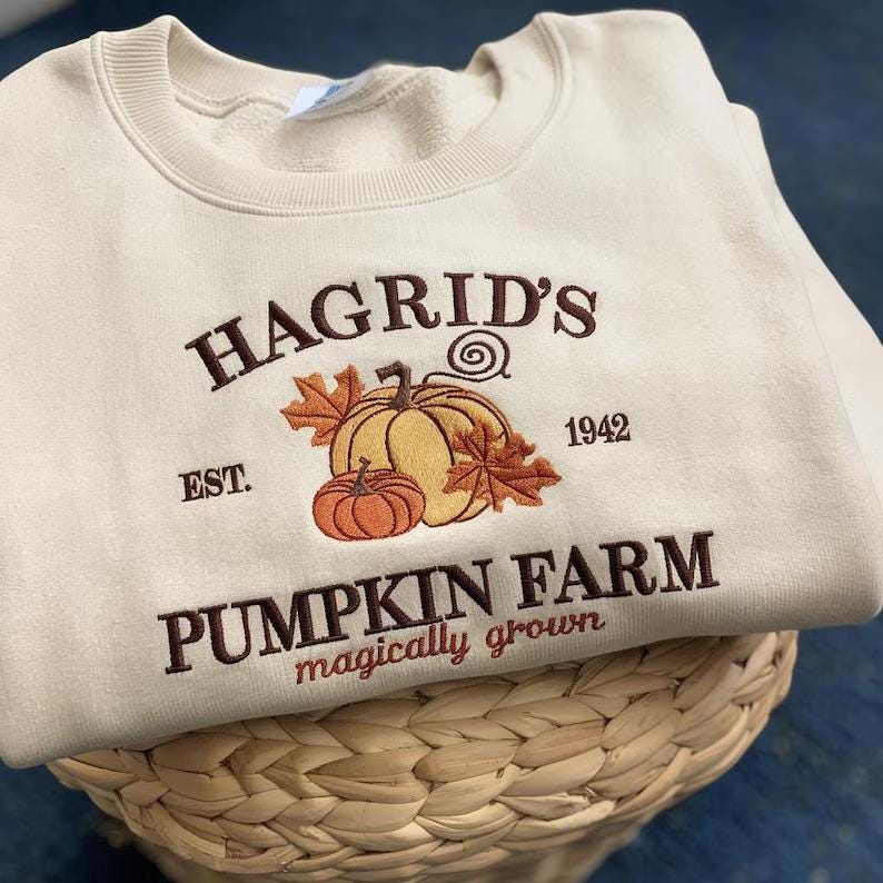 Pumpkin Farm Halloween Embroidered Sweatshirt, Vintage Halloween Shirt, Hagrid Sweatshirt, Autumn Pumpkin Patch Hoodie, Fall Cozy Shirt
