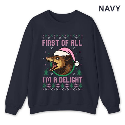 Funny Opossum Christmas Sweatshirt: Delight Santa Holiday Party Outfit