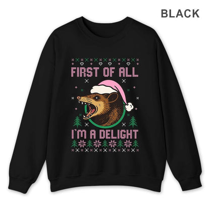 Funny Opossum Christmas Sweatshirt: Delight Santa Holiday Party Outfit