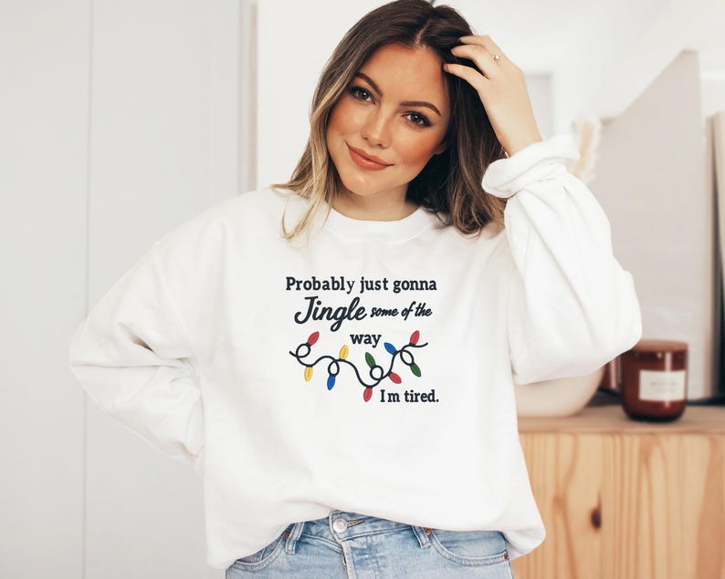 Embroidered Funny Christmas Sweatshirt, Embroidered Christmas Crewneck Sweatshirt, Embroidered Jingle Bells Christmas, Custom Xmas Gift