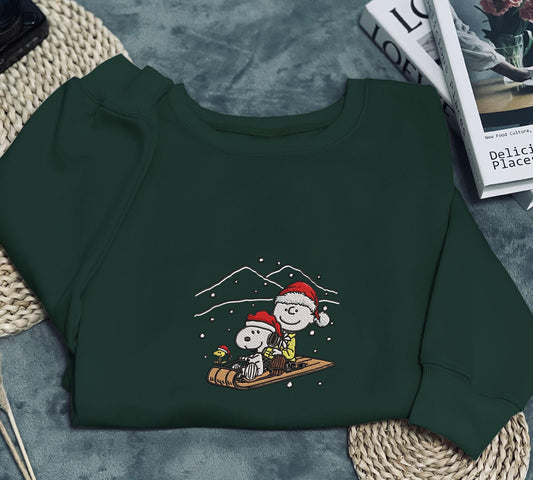 Snoopy Christmas Embroidered Sweatshirt Family Christmas Sweaters Unique Xmas Gift Cozy Seasonal Clothing Cute Snoopy Embroidery Shirt